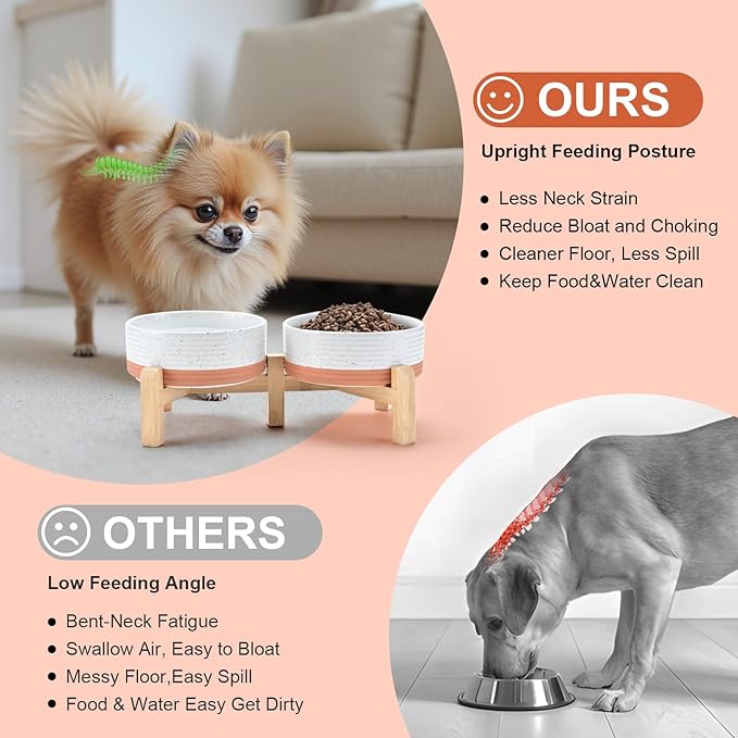 SPUNKYJUNKY Elevated Dog Bowls Ceramic, 5.1'' Dogs and Cat Food Water Bowls - Image 3