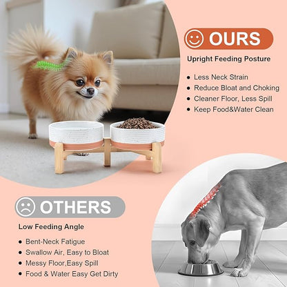 SPUNKYJUNKY Elevated Dog Bowls Ceramic, 5.1'' Dogs and Cat Food Water Bowls - Image 3