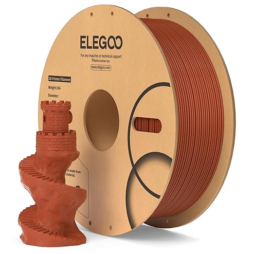 ELEGOO PLA Filament 1.75mm Marble Brick Red 1KG, Rock Stone 3D Printer Filament by ELEGOO