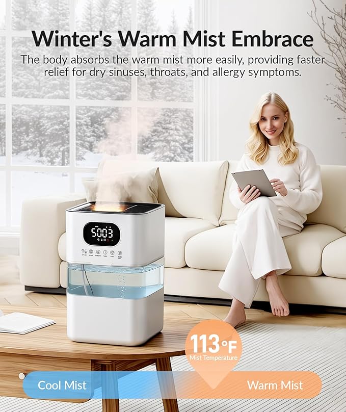 AreShark Humidifier Large Room, 2.2 Gal/8.5L Cool Warm Mist Air Humidifiers - Image 4