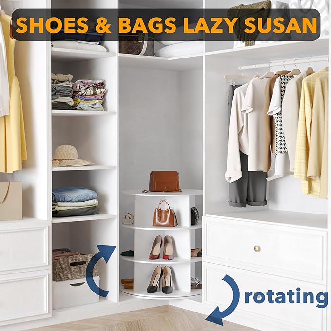 SpaceAid 3 Tier Rotating Shoe Rack Tower, Spinning Shoe Display Lazy Susan - Image 4
