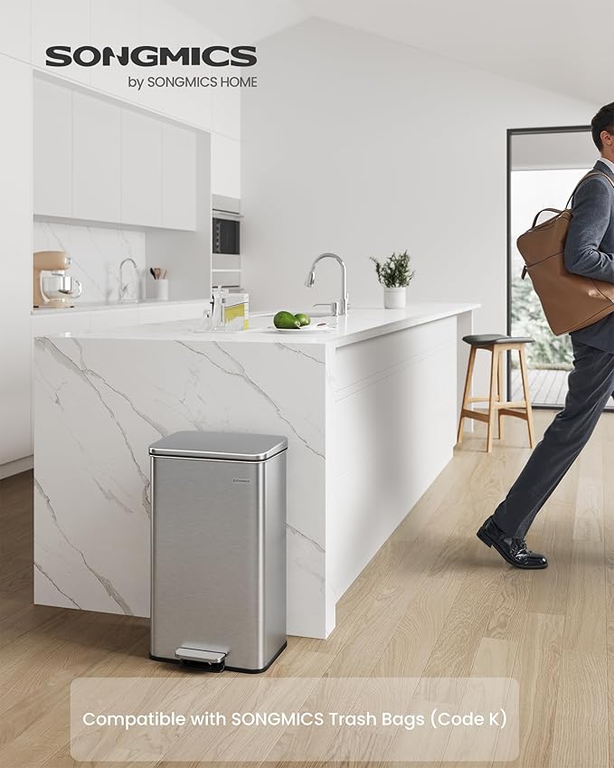 SONGMICS Kitchen Trash Can, 10.5 Gallon Garbage Can, Large Step Trash Bin - Image 3