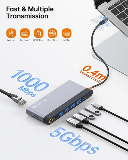 USB C Docking Station Quad Display, 14-in-1 Laptop Docking Station Dual Monitor - Image 6
