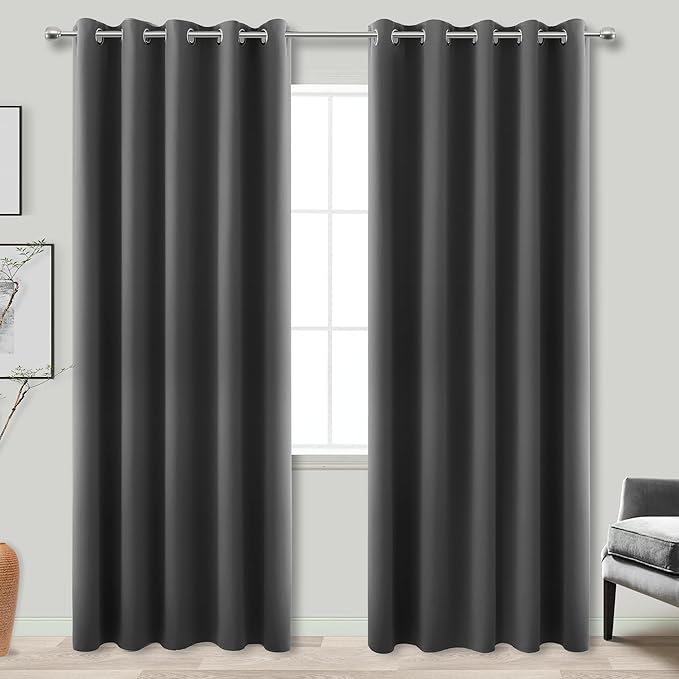 KOUFALL Grey Wide Curtains for Windows, Extra Width 60 x 84 Inch Long, 100% by KOUFALL