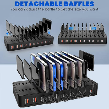 RISWOJOR Charging Station for Multiple Devices, 100W 10 Ports Charging Dock - Image 4