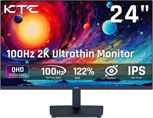KTC 24 Inch QHD 100Hz Computer Monitor IPS 2K, 1300:1 Contrast, Anti-Blue Light by KTC