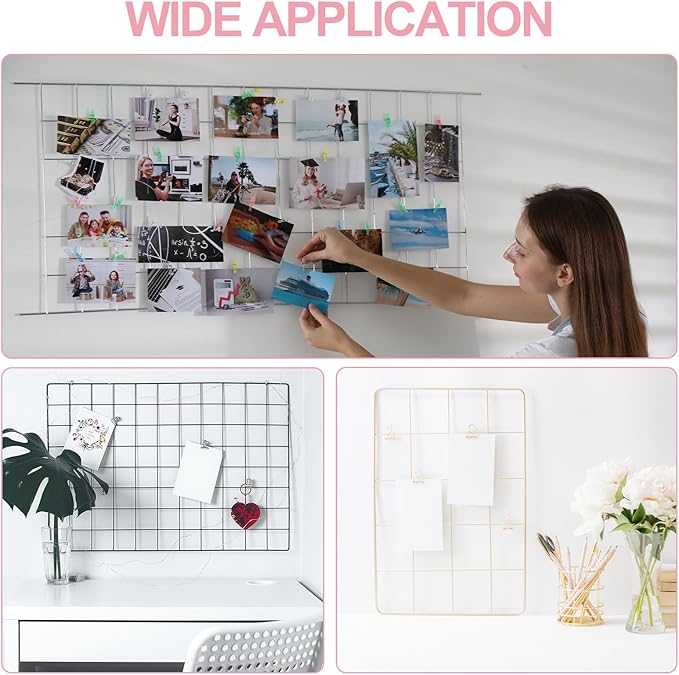 PATIKIL 24"x12" Wire Grid Panel, 2 Pack Board Photo Pictures Memo Display Grid - Image 7