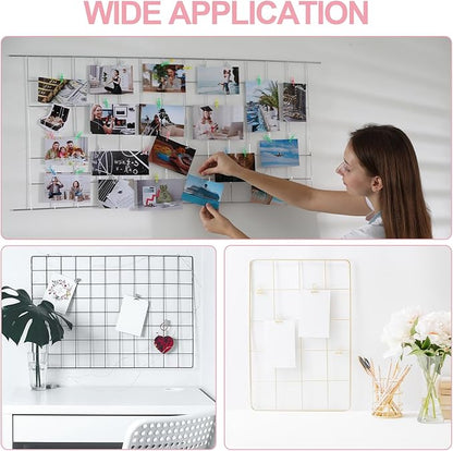PATIKIL 24"x12" Wire Grid Panel, 2 Pack Board Photo Pictures Memo Display Grid - Image 7
