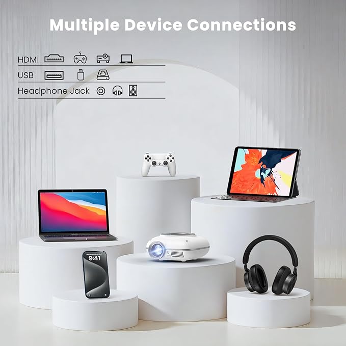 HOMPOW Mini Projector with Two -Way Bluetooth, Portable Projector - Image 5