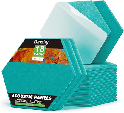18Pack Hexagon Acoustic Panels 12" X 10" X 0.4" Sound Proof Panels, High by DMSKY