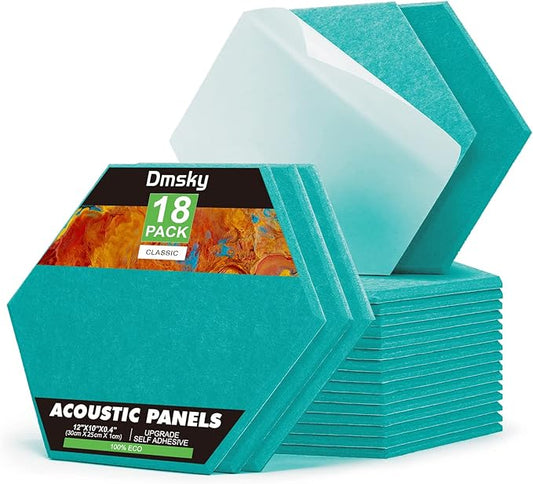 18Pack Hexagon Acoustic Panels 12" X 10" X 0.4" Sound Proof Panels, High by DMSKY
