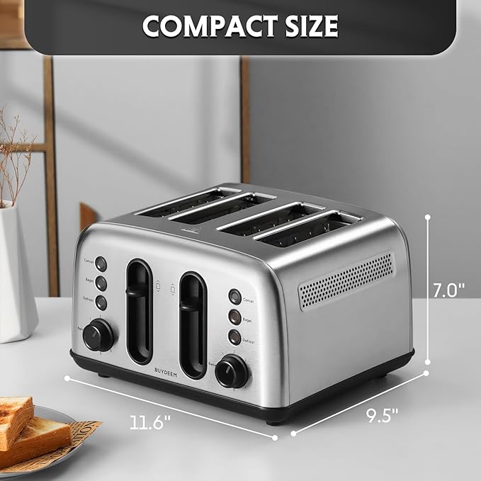 BUYDEEM DT440 4 Slice Toaster, Stainless Steel Toaster - Image 5