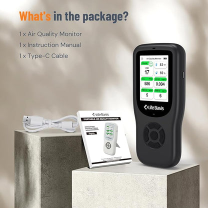 LifeBasis Air Quality Monitor Indoor, 11-in-1 Air Quality Detector - Image 8