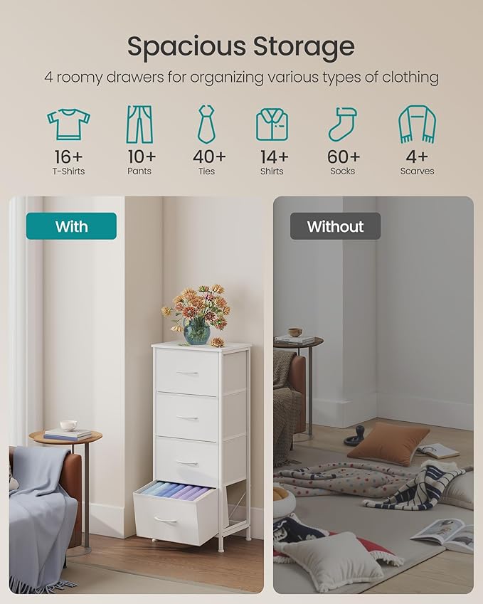 SONGMICS Dresser for Bedroom, Chest of Drawers, 4 Non-Woven Fabric Drawers - Image 4