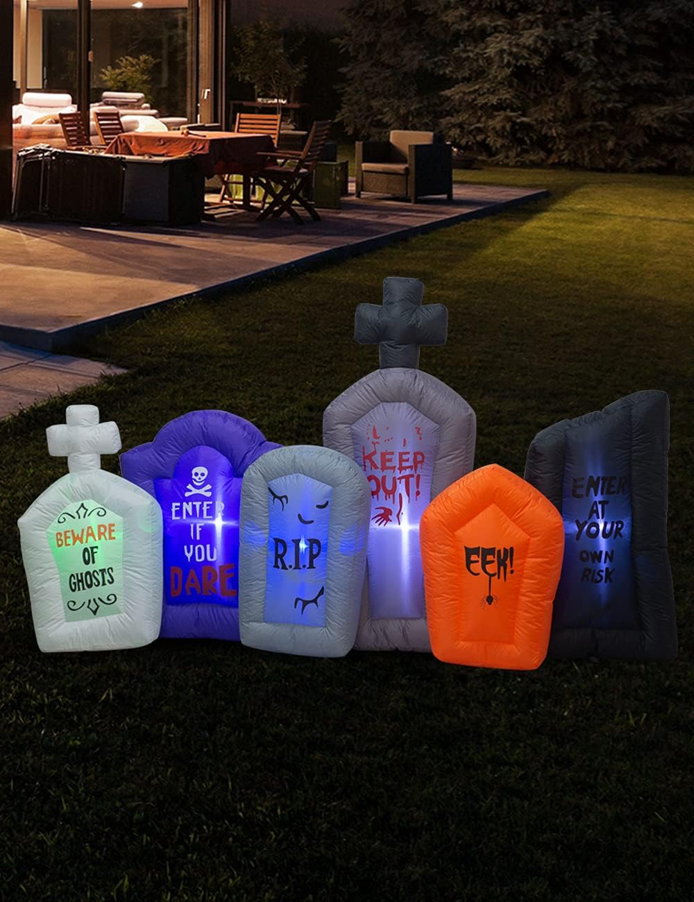 7.5 Foot Long Halloween Inflatable Tombstones Collection with LEDs