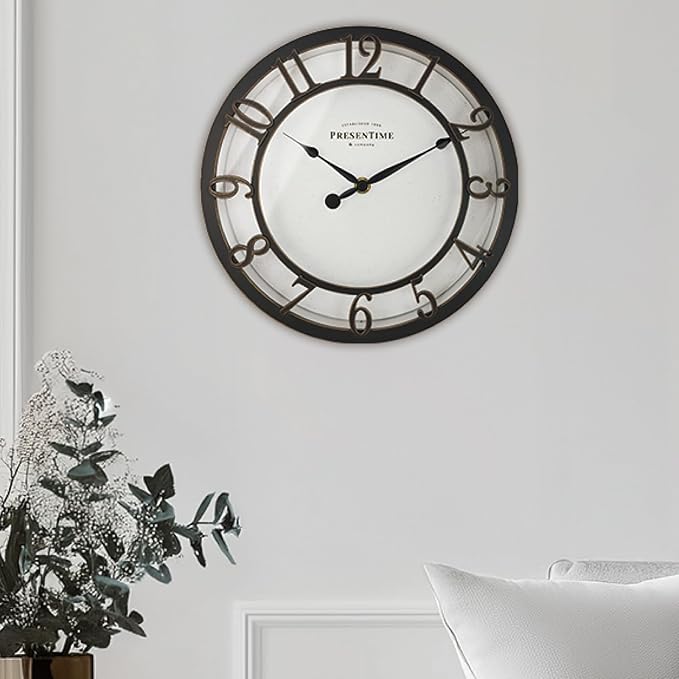 Presentime & Co 10" Farmhouse Series Wall Clock, Vintage Style, Retro Clock - Image 8