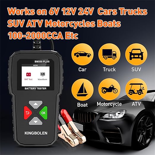 KINGBOLEN BM550 Plus 6V-24V 100-2000 CCA Car Battery Tester, Voltage Waveform - Image 7
