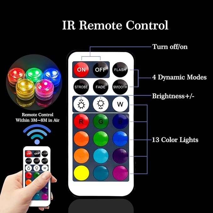 Submersible Led Lights with Remotes, Waterproof Tea Lights Candles Battery - Image 2