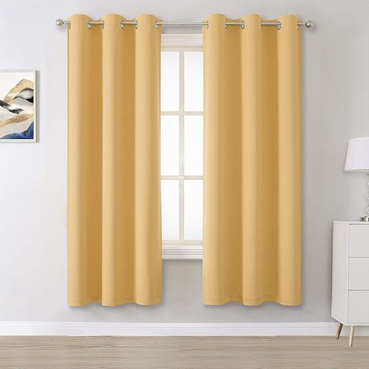 DUALIFE Yellow Curtains 72 Inches Long-Blackout Curtain Panels by DUALIFE