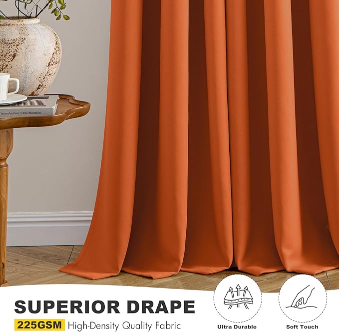 MIULEE Orange Blackout Curtains - Image 5