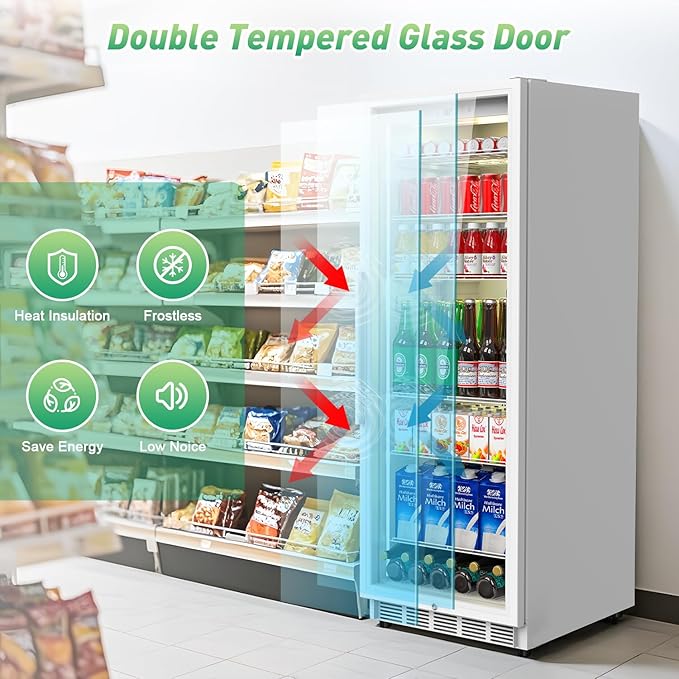 Commercial Merchandiser Refrigerator, 13.8 Cu Ft Display Beverage Fridge - Image 4