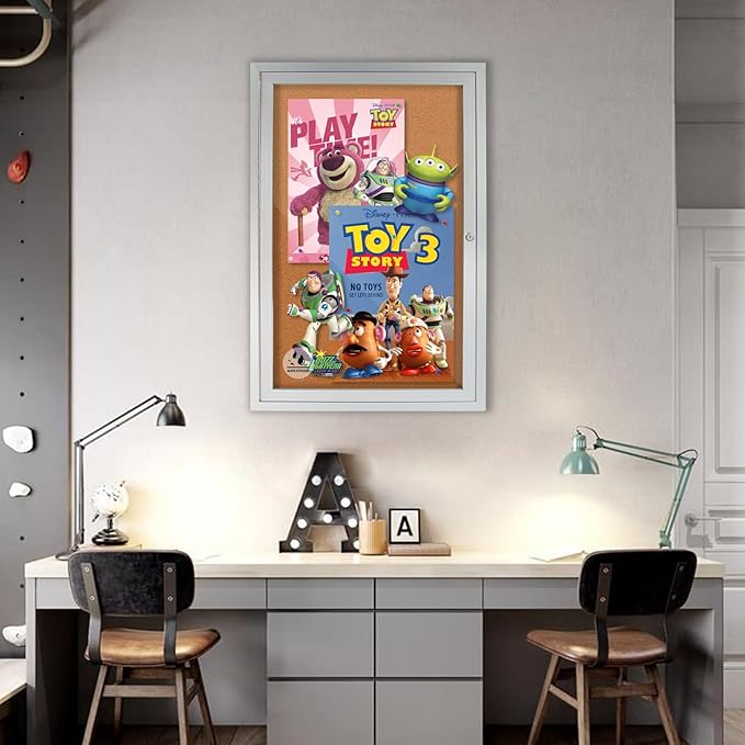 Lockable Outdoor Enclosed Bulletin Board, Weatherproof Cork Noticeboard - Image 6
