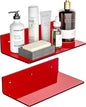 12 Inches Red Small Wall Shelves, Acrylic Bathroom Floating Shelves by Sezanrpt