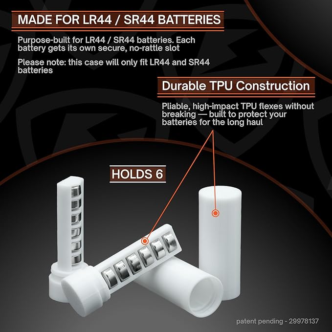 Slimline LR44 / SR44 Battery Case, Compact Durable TPU Organizer - Image 2