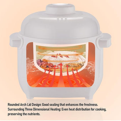 TOPINCN 1L 200W Electric Stew Pot, Smart ABS Ceramic Mini Slow Cooker, Dorm Room - Image 5