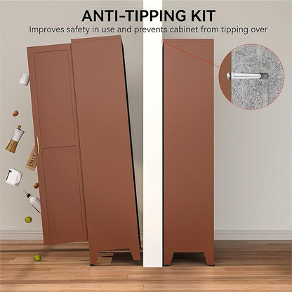 COFaR 71" Classic Pantry Cabinet in Brown, 5-Tier Storage - Image 7