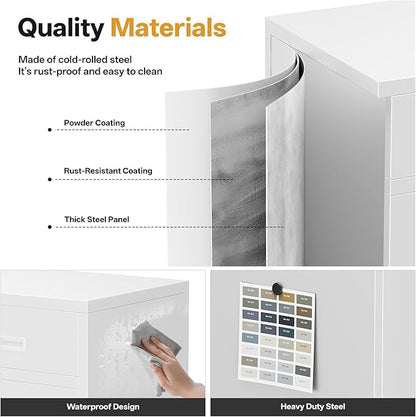 Metal Storage Cabinets with Drawer, Small White Steel File Cabinet - Image 4