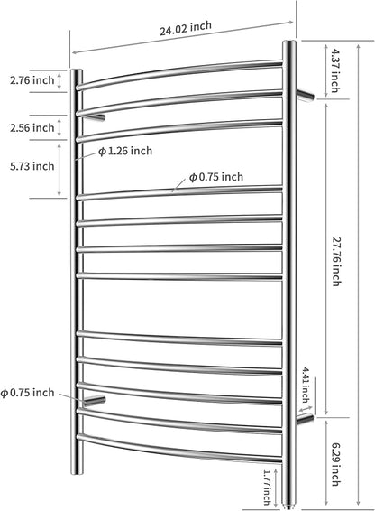 HEATGENE Towel Warmer Wall Mount Electric Plug-in/Hardwired Heated Towel Rack - Image 5