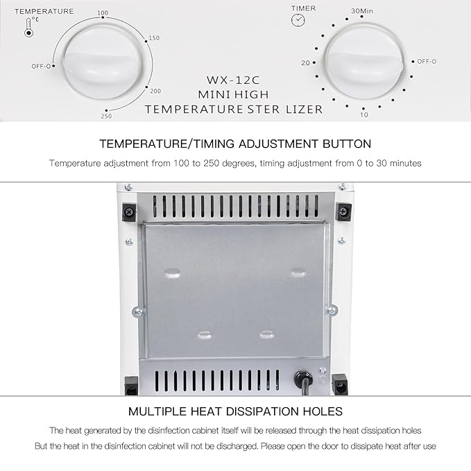 1000w High Temperature Sterilizer, 12l Multifunctional Sterilizer W/2* Trays - Image 5