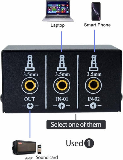 1/8" 1 in 2 Out or 2 in 1 Out Audio selector 3.5 mm TRS Stereo Channel 2 - Image 3