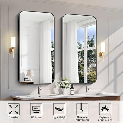 FORBATH Bathroom Mirror 48" x 24", Rectangle Black Narrow Bathroom Mirror - Image 7