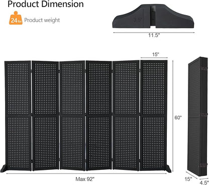 Bonnlo 4/6 Panel Pegboard Freestanding, 5 FT Portable Display Board Organizer - Image 2