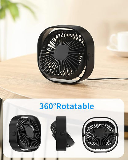 RJVW 4 Inch Small USB Desk Fan, 3-Speed Portable & 360°Rotatable Mini Cooling - Image 6