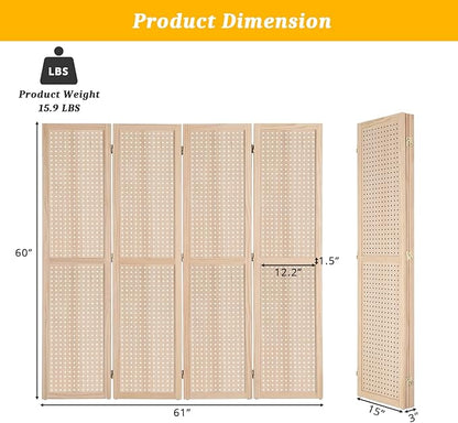 Bonnlo 4 Panel Pegboard Freestanding, 5 FT Portable Display Board Organizer - Image 2