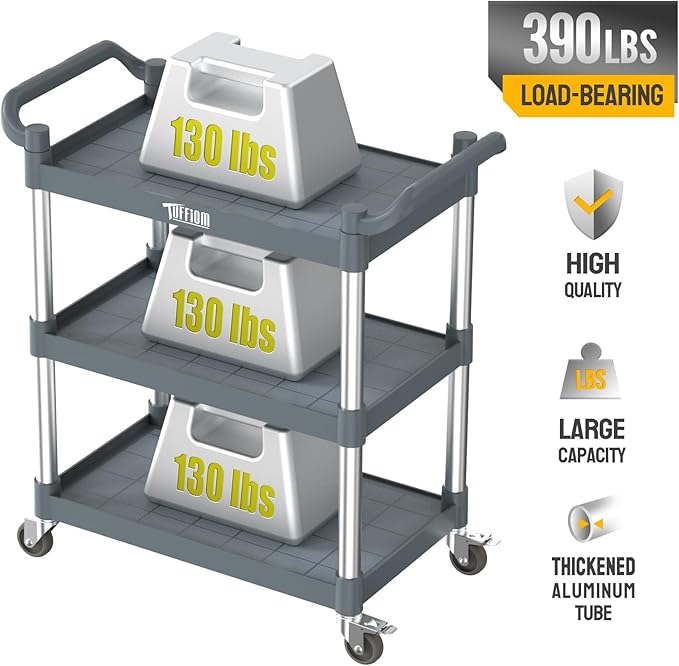 TUFFIOM 3-Tier Plastic Service Utility Cart - Image 6