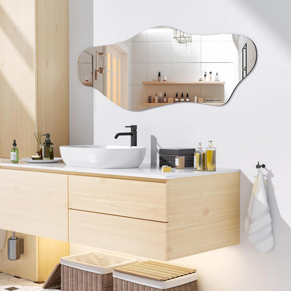 Hasipu 55"x20" Irregular Wall Mirror Frameless Asymmetrical Mirror for Wall | Frameless Large Wall Mirror, 4mm Tempered Glass, Horizontal & Vertical, Wall Mount, Modern Home Decor, Entryway, Hallway