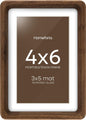 4x6 Mortise&Tenon Walnut Picture Frame, 3x5 Mat, Glass | High End Solid Oak Wood, Tempered Glass, Acid-Free 3x5 Removable Mat, 4x6 Edge-to-Edge Display 6x4, Wall Kit, Set Of 1