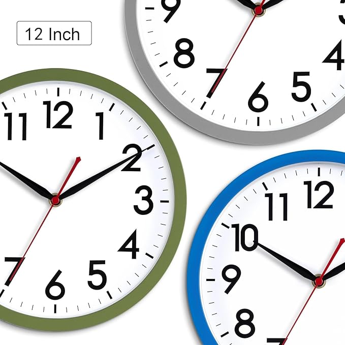 AKCISOT 12 Inch Wall Clock Silent Non Ticking Modern Wall Clocks Battery - Image 7