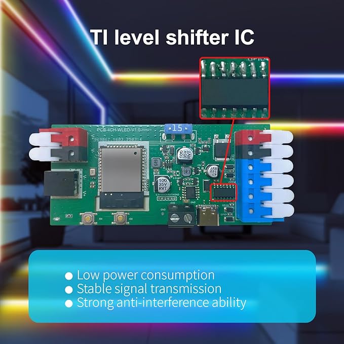 ESP32 WLED RGB IC LED Strip Controller 4 Channel Outputs 15A Fuse Mic Sound - Image 5