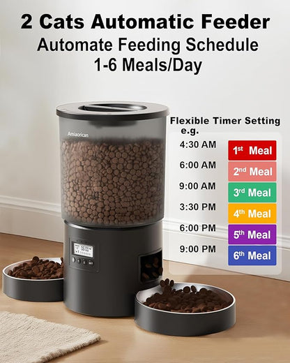 Automatic Cat Feeder for 2 Cats, 4.2L Programmable 1-6 Meals Portion Control - Image 2
