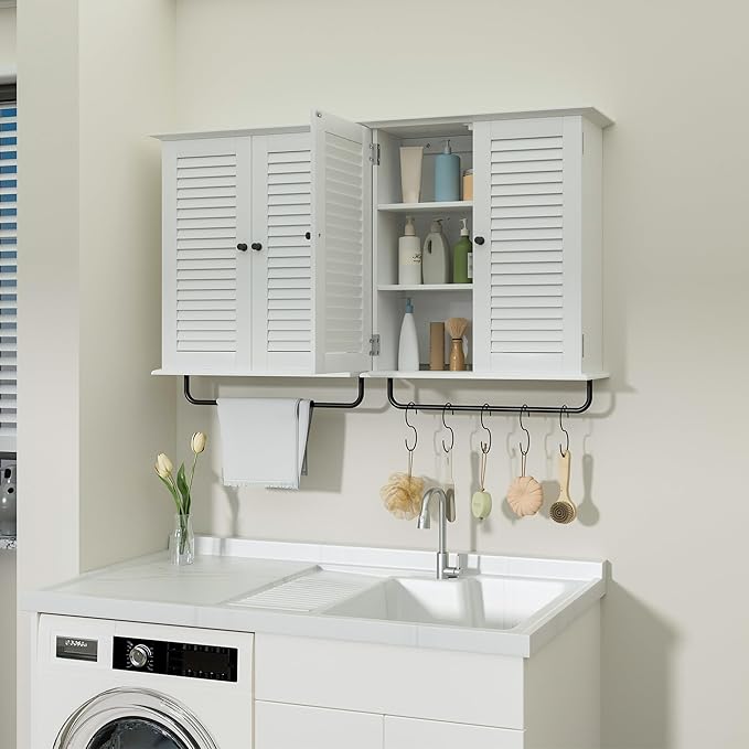 Bathroom Wall Cabinet, Over The Toilet Storage Cabinet, Wooden Wall Cabinet - Image 6