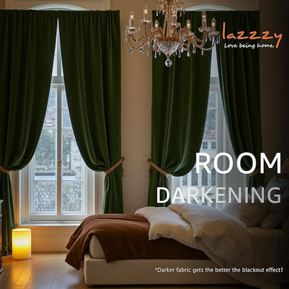 Lazzzy Velvet Blackout Extra Long Curtains Thermal Insulated Room Window Drapes - Image 5
