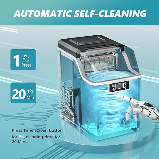 EUHOMY Ice Cube Maker Machine Countertop, 2 Ways to Add Water, 45Lbs/Day 24 Pcs - Image 6
