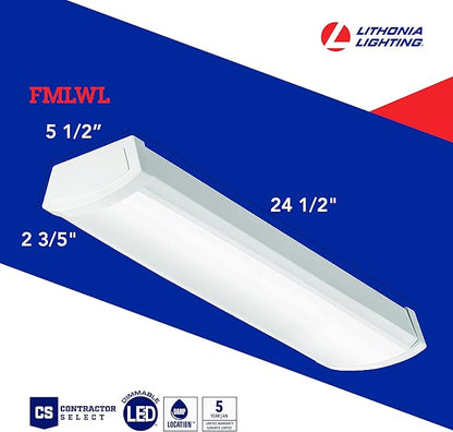 Lithonia Lighting 2 Foot LED Light Fixture, Low-Profile LED Wraparound Flush - Image 5