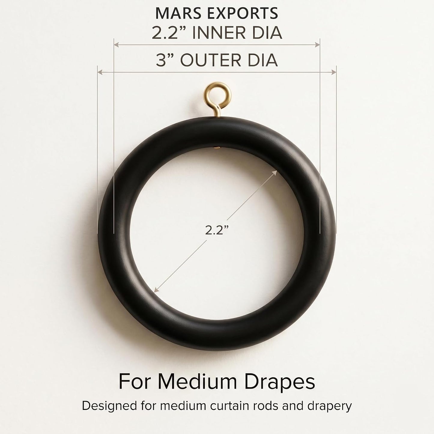 Handmade Wooden Drapery Rod Rings, Curtain Rod Rings, for 1-1.5 inch Curtain Rod Pole - Beech Wood (24, 2.2 INCH Inner Dia)