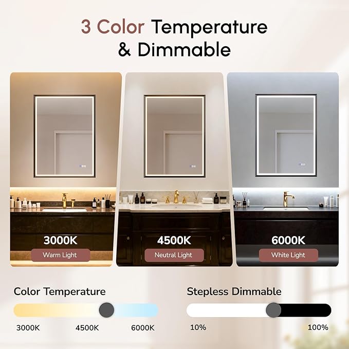 USHOWER 36X30 LED Bathroom Mirror - Image 5